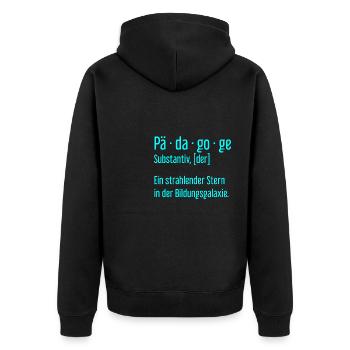 Pädagoge Pädagogen Schule Lehrer Unterricht - Unisex Premium Bio Zip Hoodie - Schwarz - Hinten - Nico (187cm)