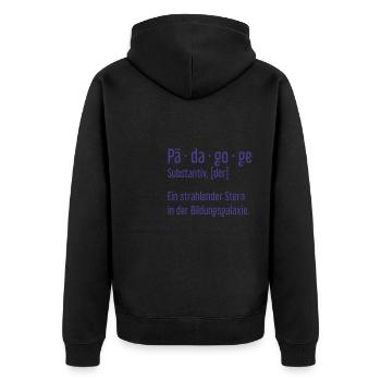 Pädagoge Pädagogen Schule Lehrer Unterricht - Unisex Premium Bio Zip Hoodie - Schwarz - Hinten - Nico (187cm)