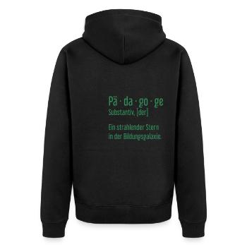 Pädagoge Pädagogen Schule Lehrer Unterricht - Unisex Premium Bio Zip Hoodie - Schwarz - Hinten - Nico (187cm)