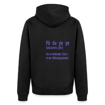 Pädagoge Pädagogen Schule Lehrer Unterricht - Unisex Premium Bio Zip Hoodie - Schwarz - Hinten - Nico (187cm)