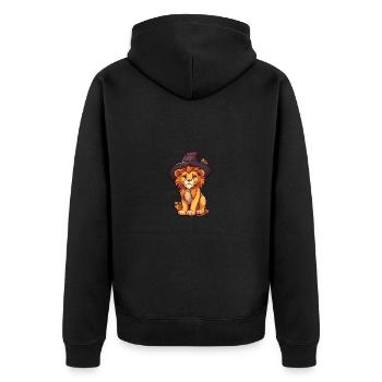 Lion d’Halloween mignon avec chapeau de sorcière. - Veste à capuche bio Premium Unisexe - noir - Dos - Nico (187cm)