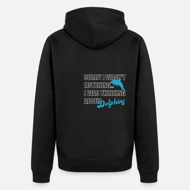 Penser aux dauphins Animaux marins - Veste à capuche bio Premium Unisexe - noir