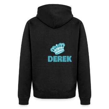 Krone Derek - Unisex Premium Bio Zip Hoodie - Schwarz - Hinten - Nico (187cm)
