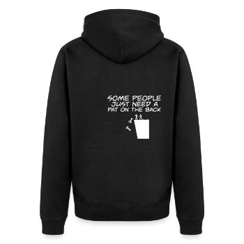 Funny Dark Humor Some People Just Need A Pat On - Unisex Premium Bio Zip Hoodie - Schwarz - Hinten - Nico (187cm)
