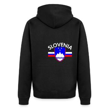Slovenija Balkan Slowenien Flagge Urlaub - Unisex Premium Bio Zip Hoodie - Schwarz - Hinten - Nico (187cm)