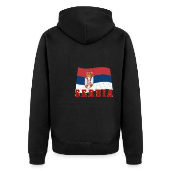 Serbien Herkunft Heimat Liebe Adler National Balka - Unisex Premium Bio Zip Hoodie - Schwarz - Hinten - Nico (187cm)