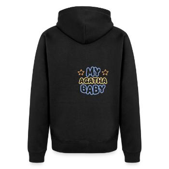 Geschenk für Agatha - Unisex Premium Bio Zip Hoodie - Schwarz - Hinten - Nico (187cm)