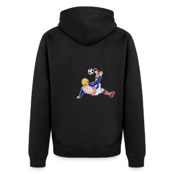 American National Soccer Team I Football USA - Unisex Premium Bio Zip Hoodie - Schwarz - Hinten - Nico (187cm)