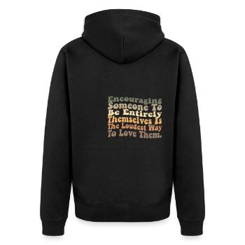 Inspirational Life Wisdom for Growth Mindset & - Unisex Premium Bio Zip Hoodie - Schwarz - Hinten - Nico (187cm)