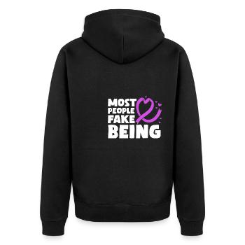 Most people fake being Fibromyalgia - Unisex Premium Bio Zip Hoodie - Schwarz - Hinten - Nico (187cm)