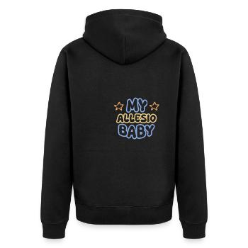 Vorname Allesio - Unisex Premium Bio Zip Hoodie - Schwarz - Hinten - Nico (187cm)
