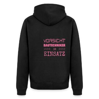 Berufung Bautechniker - Unisex Premium Bio Zip Hoodie - Schwarz - Hinten - Nico (187cm)