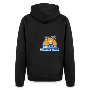 I Need To Be Seahabilitated Waveland Beach Summer - Unisex Premium Bio Zip Hoodie - Schwarz - Hinten - Nico (187cm)