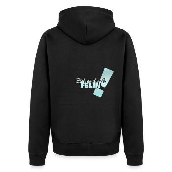 Geschenk für Felin - Unisex Premium Bio Zip Hoodie - Schwarz - Hinten - Nico (187cm)
