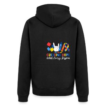 Creating Hope with Every Session Registered ABA - Unisex Premium Bio Zip Hoodie - Schwarz - Hinten - Nico (187cm)