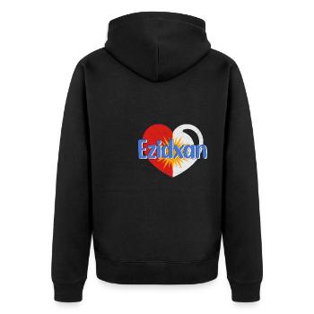 Jesiden Kurden Irak Herkunft Flagge Ezidchan - Unisex Premium Bio Zip Hoodie - Schwarz - Hinten - Nico (187cm)