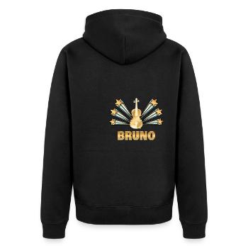 Bruno - Unisex Premium Bio Zip Hoodie - Schwarz - Hinten - Nico (187cm)