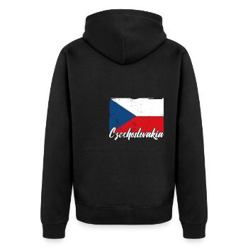 National Patriotisch Tschechien Slowakei Land - Unisex Premium Bio Zip Hoodie - Schwarz - Hinten - Nico (187cm)