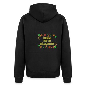 Kindergeburtstag für Benni Bälle Bällebad - Unisex Premium Bio Zip Hoodie - Schwarz - Hinten - Nico (187cm)