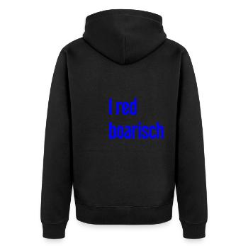 I red boarisch - Unisex Premium Bio Zip Hoodie - Schwarz - Hinten - Nico (187cm)
