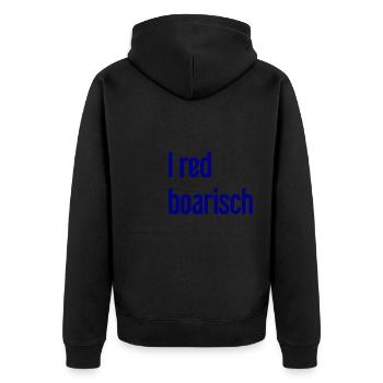 I red boarisch - Unisex Premium Bio Zip Hoodie - Schwarz - Hinten - Nico (187cm)