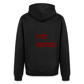I red boarisch - Unisex Premium Bio Zip Hoodie - Schwarz - Hinten - Nico (187cm)