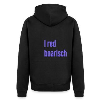 I red boarisch - Unisex Premium Bio Zip Hoodie - Schwarz - Hinten - Nico (187cm)