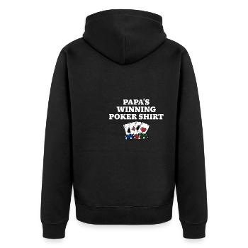 Papa's Winning Poker Shirt Gambler Dad Gambling - Unisex Premium Organic Zip Hoodie - black - Back - Nico (187cm)