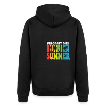 Pregnant Girl Summer Baby Announcement Pregnancy - Unisex Premium Bio Zip Hoodie - Schwarz - Hinten - Nico (187cm)