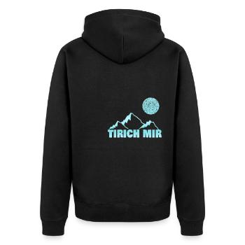 mir - Unisex Premium Bio Zip Hoodie - Schwarz - Hinten - Nico (187cm)