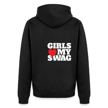 Autism Awareness I Heart Autism Warrior Design - Unisex Premium Bio Zip Hoodie - Schwarz - Hinten - Nico (187cm)