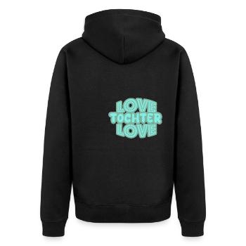 Spruch Tochter - Unisex Premium Bio Zip Hoodie - Schwarz - Hinten - Nico (187cm)