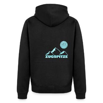 Bergsport Zugspitze - Unisex Premium Bio Zip Hoodie - Schwarz - Hinten - Nico (187cm)
