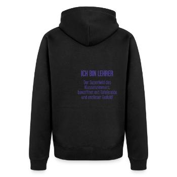 Lehrer - Der Superheld des Klassenzimmers! - Unisex Premium Bio Zip Hoodie - Schwarz - Hinten - Nico (187cm)