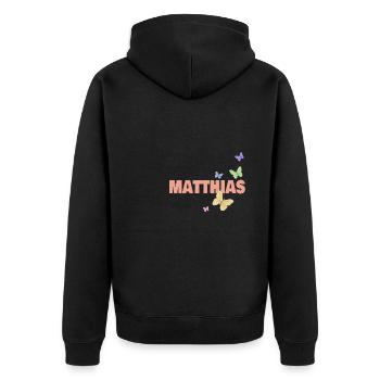 Prénom Matthias - Veste à capuche bio Premium Unisexe - noir - Dos - Nico (187cm)