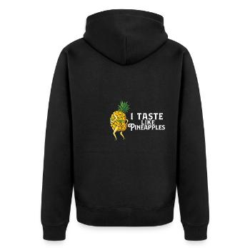 Plage tropicale J’ai le goût de l’échangiste aux ananas - Veste à capuche bio Premium Unisexe - noir - Dos - Nico (187cm)