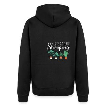Lets Go Plant Shopping - Clay Pot Plants Gardening - Unisex Premium Organic Zip Hoodie - black - Back - Nico (187cm)