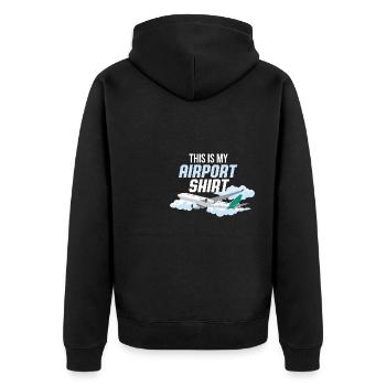 This Is My Airport Shirt Vacation Trip Traveler - Unisex Premium Organic Zip Hoodie - black - Back - Nico (187cm)