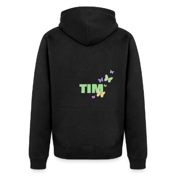 Tim - Unisex Premium Bio Zip Hoodie - Schwarz - Hinten - Nico (187cm)
