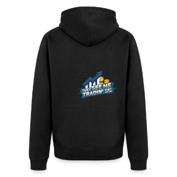 Ils me voient trader Ils détestent les traders - Veste à capuche bio Premium Unisexe - noir - Dos - Nico (187cm)