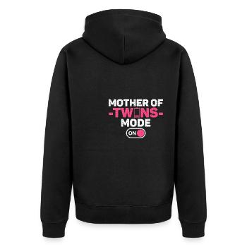 Mutter von Zwillingen Mode On Design für eine - Unisex Premium Bio Zip Hoodie - Schwarz - Hinten - Nico (187cm)