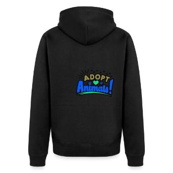Adoptieren Tiere Tierheim Rettung Katzen Hunde - Unisex Premium Bio Zip Hoodie - Schwarz - Hinten - Nico (187cm)