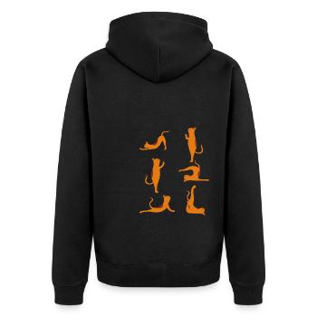 Yoga Cats - Unisex Premium Bio Zip Hoodie - Schwarz - Hinten - Nico (187cm)