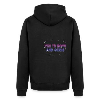 Yes to Boys and Girls Bisexual LGBTQ Bi Pride - Unisex Premium Bio Zip Hoodie - Schwarz - Hinten - Nico (187cm)