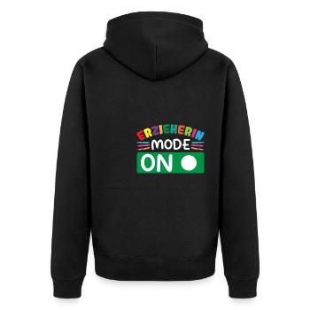 Kindergärtnerin Erzieherin Mode on! - Unisex Premium Bio Zip Hoodie - Schwarz - Hinten - Nico (187cm)