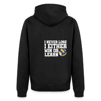 Volleyball Sports Funny I Never Lose I Either Win - Unisex Premium Organic Zip Hoodie - black - Back - Nico (187cm)