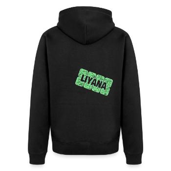 Liyana as a first name - Unisex Premium Organic Zip Hoodie - black - Back - Nico (187cm)