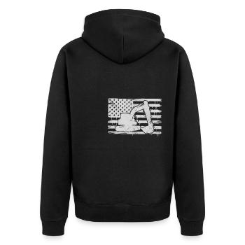 Excavator US flag - Unisex Premium Bio Zip Hoodie - Schwarz - Hinten - Nico (187cm)