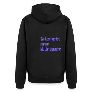 Sarkasmus-Profi - Unisex Premium Bio Zip Hoodie - Schwarz - Hinten - Nico (187cm)