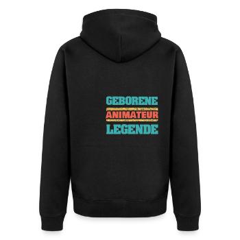 Beruf Animateur - Unisex Premium Bio Zip Hoodie - Schwarz - Hinten - Nico (187cm)